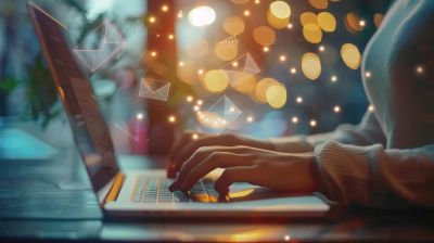 Laptop und tippende Hände
