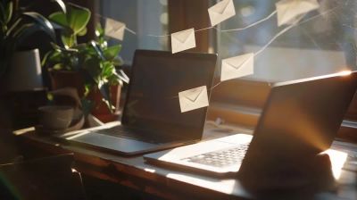 Laptop mit Briefen